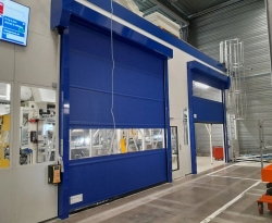 Porte industrielle souple à enroulement rapide
