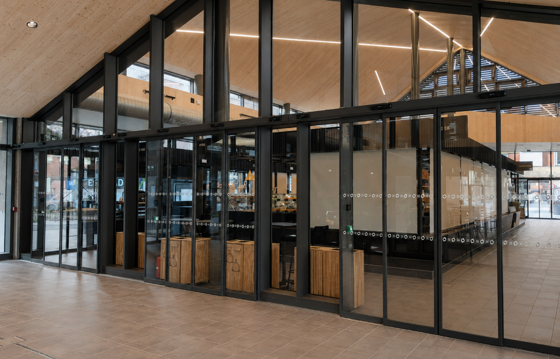 Porte automatique coulissante pour commerce alimentaire
