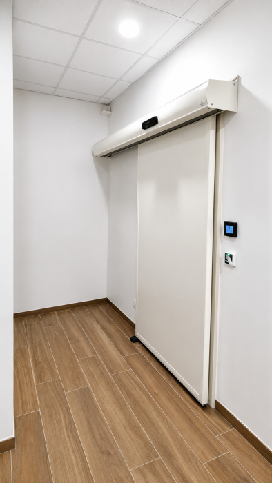 Porte automatique étanche air pour centre hospitalier