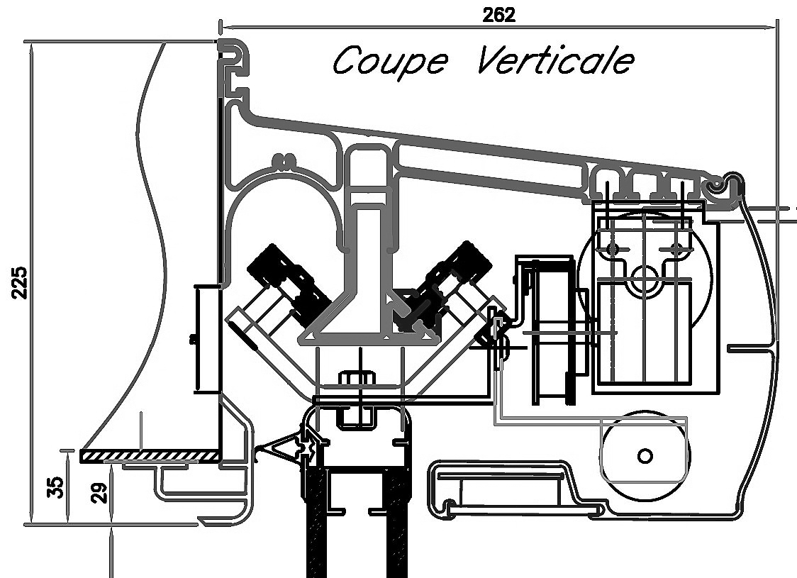 Coupe mecanisme porte automatique etanche hermetique Softica